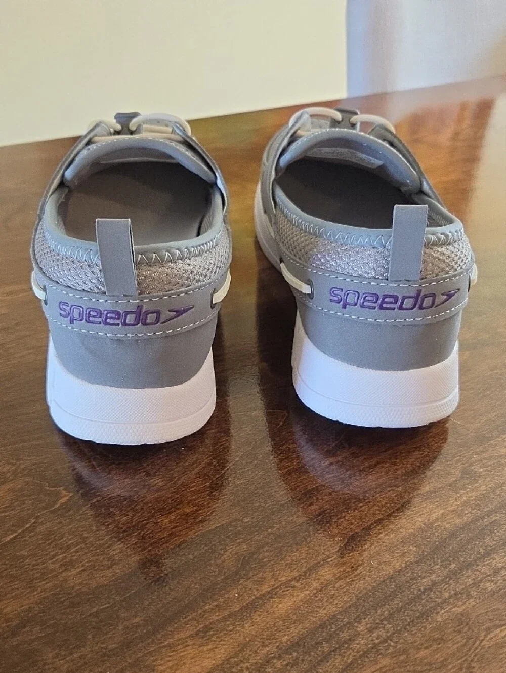 Speedo Women's Grey Perforated Slip-On Loafers with Elastic Toggle